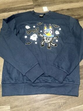 Navy Graphic Halloween Crewneck Sweater